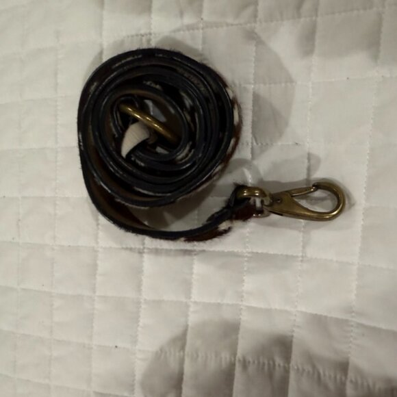 J. Crew White/ Black Leather and Animal Fur Belt Size: Medium - Picture 4 of 4